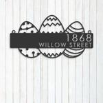 personalized easter eggs address sign house number plaque custom metal sign 0