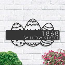 personalized easter eggs address sign house number plaque custom metal sign 1