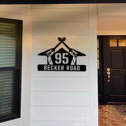 personalized electric guitar address sign guitar player music band house number plaque custom metal sign 1