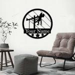 personalized electrician monogram lineman name sign decor custom metal sign 0