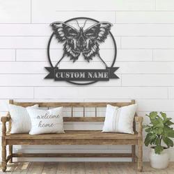 personalized emo goth butterfly skull metal sign v1 halloween decoration for home 1