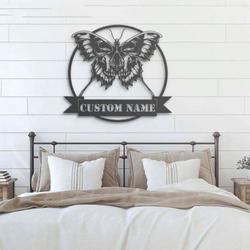 personalized emo goth butterfly skull metal sign v1 halloween decoration for home 2