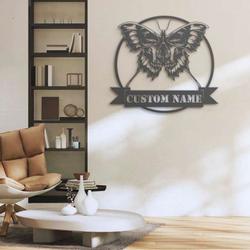 personalized emo goth butterfly skull metal sign v1 halloween decoration for home 3