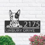 personalized english bullterrier dog cute puppy address sign house number plaque custom metal sign 0