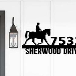 personalized equestrian horse rider address sign house number plaque custom metal sign 1