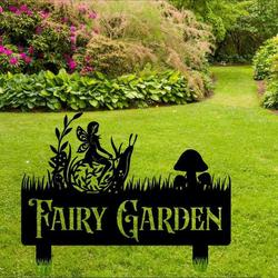 personalized fairy and snail garden mushroom decorative custom metal sign 1