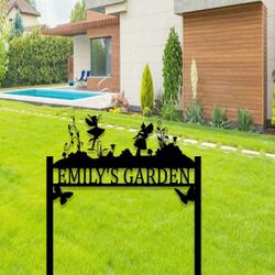 personalized fairy butterfly garden decorative custom metal sign 2