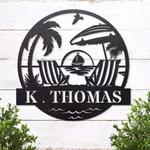 personalized family name sign beach house metal sign swimming pool home outdoor decor houswarming gift 0