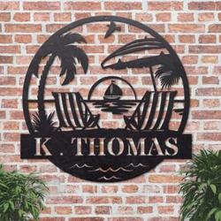 personalized family name sign beach house metal sign swimming pool home outdoor decor houswarming gift 1
