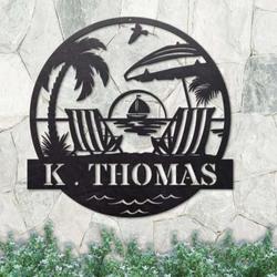 personalized family name sign beach house metal sign swimming pool home outdoor decor houswarming gift 2