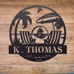 personalized family name sign beach house metal sign swimming pool home outdoor decor houswarming gift 3