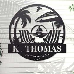 personalized family name sign beach house metal sign swimming pool home outdoor decor houswarming gift 4