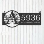 personalized family name split letter monogram address sign house number plaque custom metal sign 0