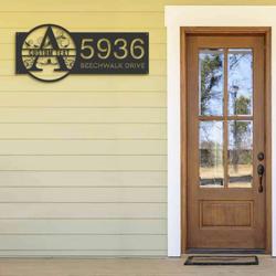 personalized family name split letter monogram address sign house number plaque custom metal sign 2