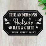 personalized family pool house sign poolside bar and grill sign swimming pool decor bbq sign pool kitchen decor sign 0