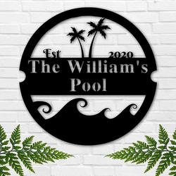 personalized family pool sign swimming pool summber beach house decor 1