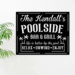 personalized family pool sign tiki bar pool metal sign pool oasis sign patio decor housewarming gift 0