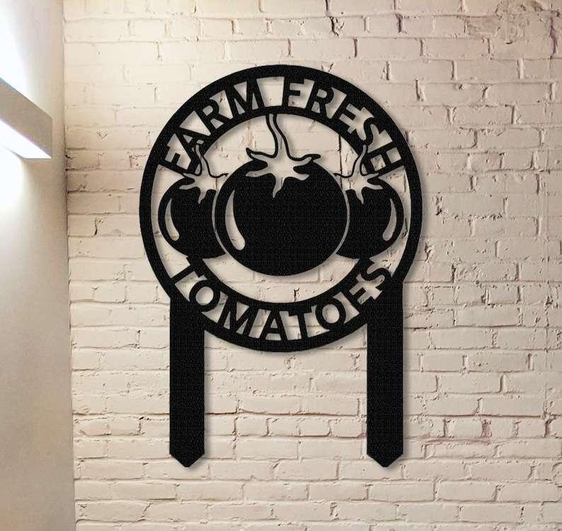 Personalized Farm Fresh Tomato Garden Stakes Decorative Custom Metal Wall Art 1 personalized farm fresh tomato garden stakes decorative custom metal sign 1