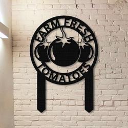 personalized farm fresh tomato garden stakes decorative custom metal sign 1
