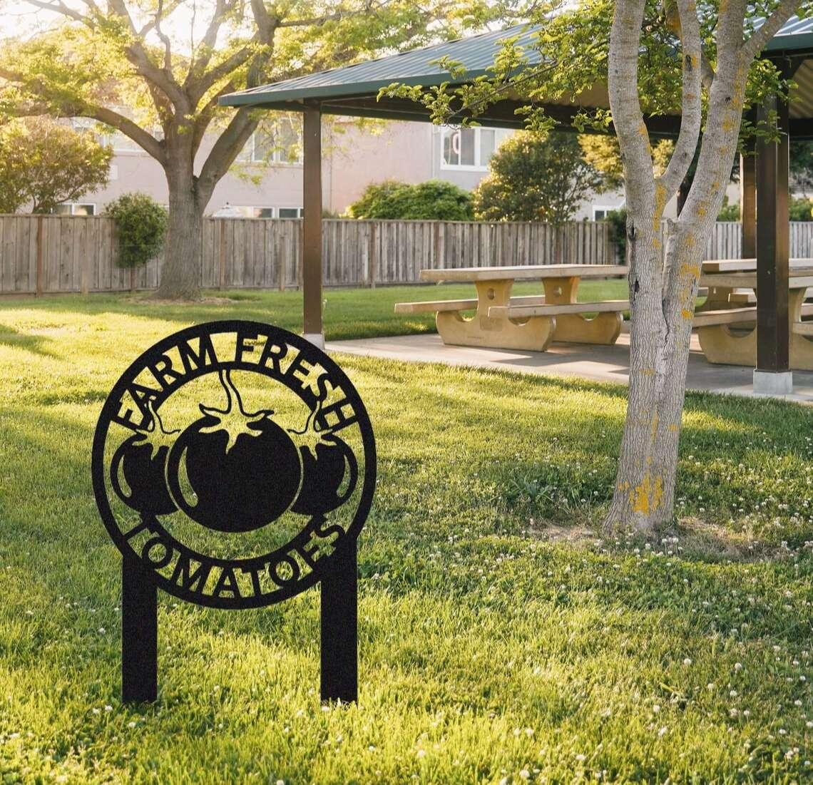 Personalized Farm Fresh Tomato Garden Stakes Decorative Custom Metal Wall Art 2 personalized farm fresh tomato garden stakes decorative custom metal sign 2