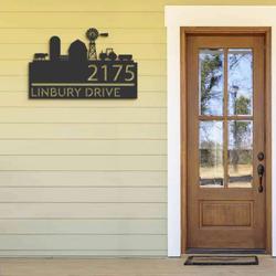 personalized farm landscape ranch address sign farm house number plaque custom metal sign 2