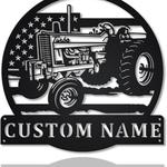 personalized farm tractor metal sign us flag art custom metal name signs farmhouse decor 0