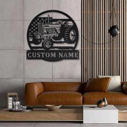 personalized farm tractor metal sign us flag art custom metal name signs farmhouse decor 1