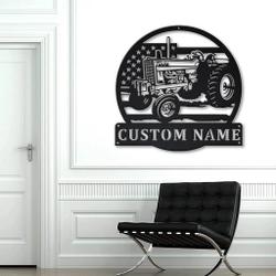 personalized farm tractor metal sign us flag art custom metal name signs farmhouse decor 2