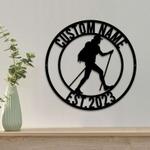 personalized female backpacking mountain camping custom metal sign 0