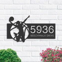 personalized female girl basketball player address sign house number plaque custom metal sign 1