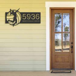 personalized female volleyball player v2 address sign house number plaque custom metal sign 1