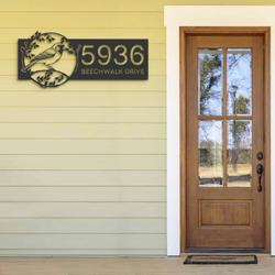 personalized finch bird on tree branch address sign custom metal signs 1