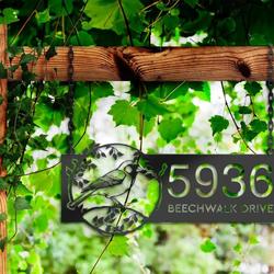 personalized finch bird on tree branch address sign custom metal signs 2