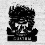 personalized fire pit lake house campfire home decor cabin camping forest custom metal sign 0