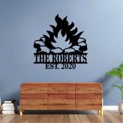 personalized fire pit sign for campsite decor happy campers custom metal sign 3