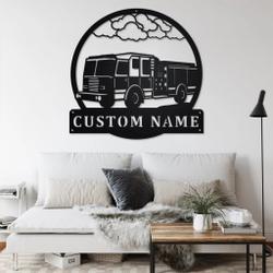 personalized fire truck metal name sign home decor gift for truck drivers 2