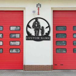 personalized firefighter father and son metal sign art gift for fireman fathers day 1