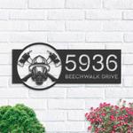 personalized firefighter fireman axe helmet and address sign house number plaque custom metal sign 0
