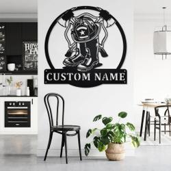 personalized firefighter gear metal sign fire department decor gift for fireman 1