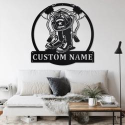 personalized firefighter gear metal sign fire department decor gift for fireman 2