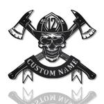 personalized firefighter skull metal sign fire department decor gift for fireman 0