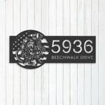 personalized fireman fire fighter us flag v1 address sign house number plaque custom metal sign 0