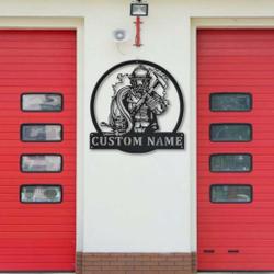 personalized fireman firefighter metal sign fire department decor gift for dad 2