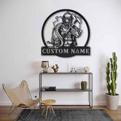 personalized fireman firefighter metal sign fire department decor gift for dad 3