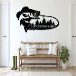 personalized fishing pole bass fishing fisherman address sign house number plaque custom metal sign 0