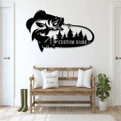 personalized fishing pole bass fishing fisherman address sign house number plaque custom metal sign 3