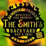 personalized flaming bbq metal art sign custom bbq smokehouse and grill sign backyard bar sign with inspiring quotes outdoor family name decoration 0