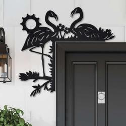 personalized flamingo door corner garden decorative custom metal sign 2
