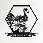 personalized flamingo tropical flowers garden decorative custom metal sign 0