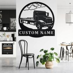 personalized flatbed tow truck metal name sign home decor gift for truck drivers 1